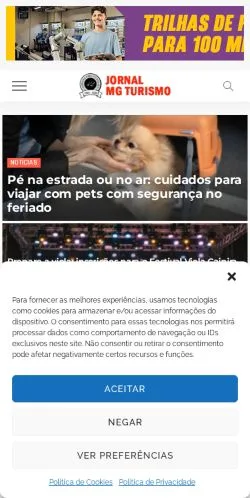 Anteprima del sito Jornal MG Turismo, media di Brasile per articoli sponsorizzati