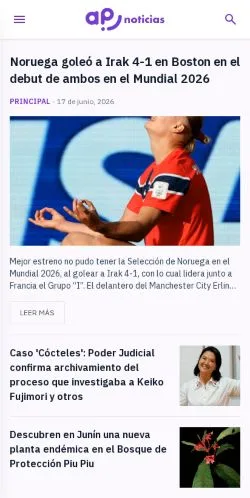 Anteprima del sito AP Noticias, media di Perù per articoli sponsorizzati