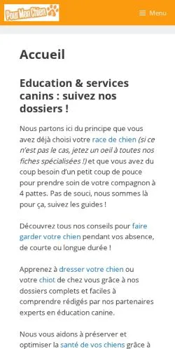 Anteprima del sito Pourmonchien, media di Francia per articoli sponsorizzati