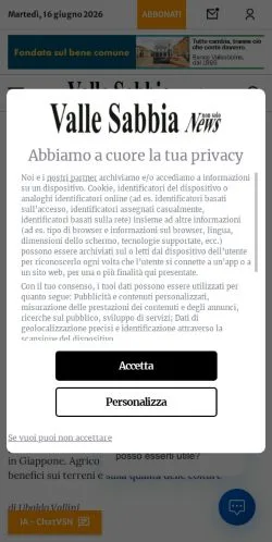 Anteprima del sito Vallesabbianews, media di Italia per articoli sponsorizzati