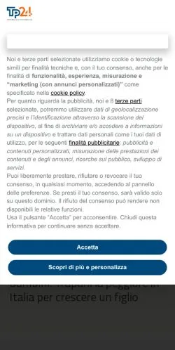 Forhåndsvisning av nettstedet Tp24 Trapani, medium fra Italia for sponsede artikler