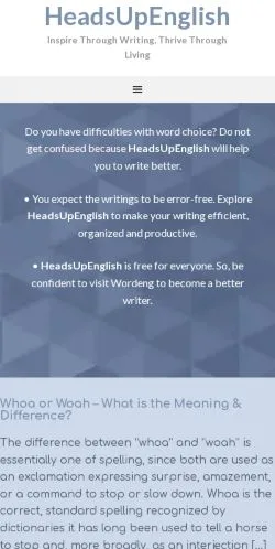 Anteprima del sito HeadsUpEnglish, media di Stati Uniti per articoli sponsorizzati