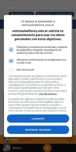 Anteprima del sito Noticias Las Flores, media di Argentina per articoli sponsorizzati