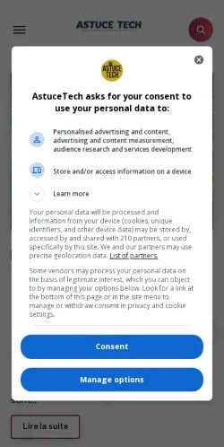 Preview of the Astuce Tech website, a media outlet in France for sponsored articles