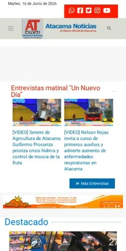 Anteprima del sito Atacama Noticias, media di Cile per articoli sponsorizzati