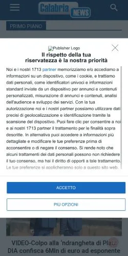 Anteprima del sito Calabria News, media di Italia per articoli sponsorizzati