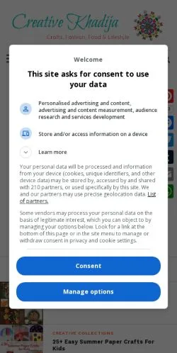 Forhåndsvisning av nettstedet Creative Khadija, medium fra USA for sponsede artikler
