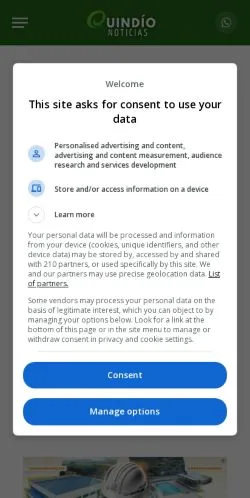 Anteprima del sito Quindío Noticias, media di Spagna per articoli sponsorizzati
