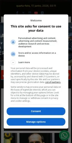 Anteprima del sito JR, media di Brasile per articoli sponsorizzati