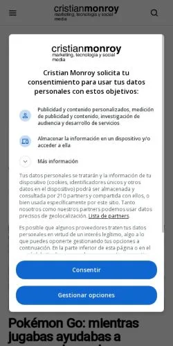 スポンサード記事向けのスペインメディア、Cristian Monroyのサイトプレビュー