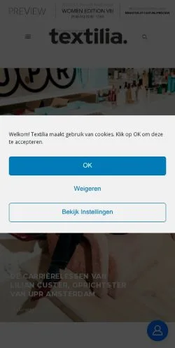 Anteprima del sito Textilia, media di Paesi Bassi per articoli sponsorizzati