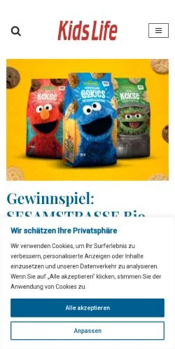 Anteprima del sito Kidslife, media di Germania per articoli sponsorizzati