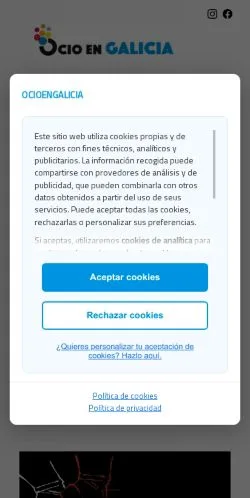 Anteprima del sito OcioenGalicia, media di Spagna per articoli sponsorizzati