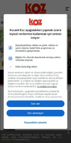 Anteprima del sito Kocaeli Koz, media di Turchia per articoli sponsorizzati