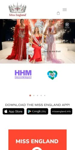 Anteprima del sito Miss England, media di Regno Unito per articoli sponsorizzati