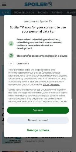 Anteprima del sito SpoilerTV, media di Stati Uniti per articoli sponsorizzati