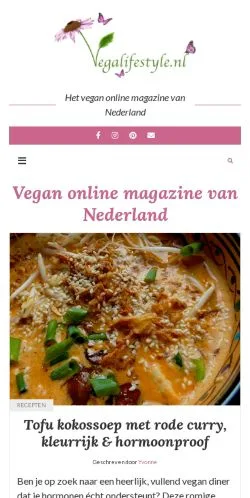 Anteprima del sito Vegalifestyle Magazine, media di Paesi Bassi per articoli sponsorizzati