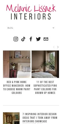 Pré-visualização do site Melanie Lissack Interiors, meio de Estados Unidos para artigos patrocinados