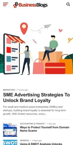 Anteprima del sito BusinessBlogs, media di Stati Uniti per articoli sponsorizzati