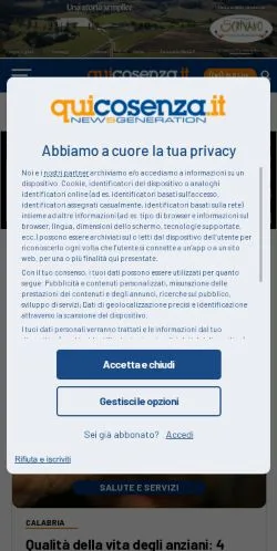 Anteprima del sito QuiCosenza, media di Italia per articoli sponsorizzati