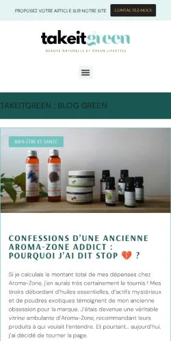 Vista previa del sitio Takeitgreen, medio de Francia para artículos patrocinados