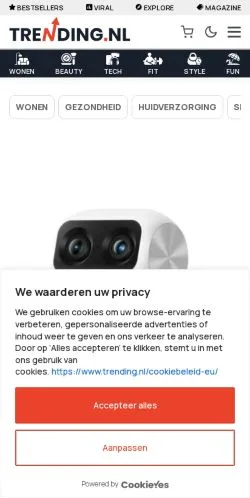 Voorbeeld van de site Trending, medium uit Nederland voor gesponsorde artikelen
