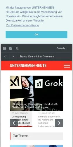 스폰서 기사용 독일 매체 Unternehmen Heute 사이트 미리보기