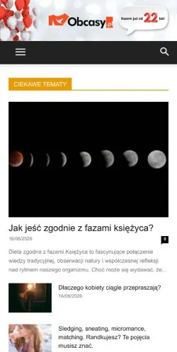 Vista previa del sitio Obcasy, medio de Polonia para artículos patrocinados