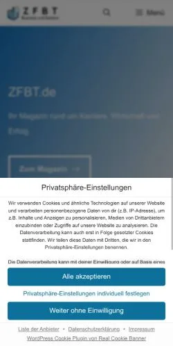 スポンサード記事向けのドイツメディア、ZFBT Magazinのサイトプレビュー