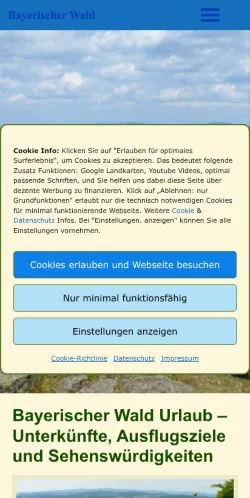 Anteprima del sito Urlaub Bayerischer Wald, media di Germania per articoli sponsorizzati