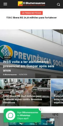 Anteprima del sito OBlumenauense, media di Brasile per articoli sponsorizzati