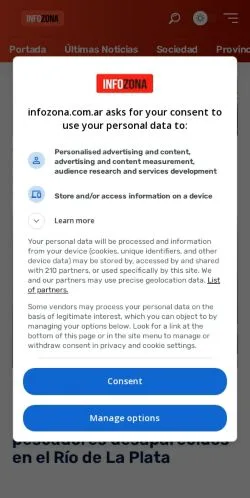 スポンサード記事向けのアルゼンチンメディア、INFOZONAのサイトプレビュー