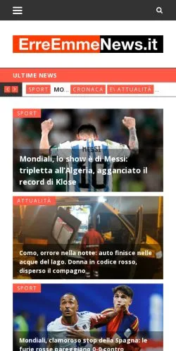 Anteprima del sito ErreEmmeNews, media di Italia per articoli sponsorizzati