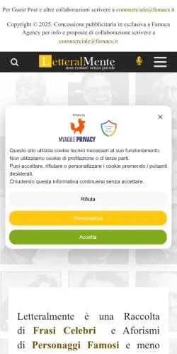 Anteprima del sito Frasi Celebri, media di Italia per articoli sponsorizzati