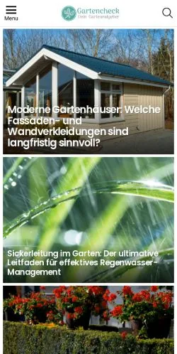 Vista previa del sitio Gartencheck, medio de Suiza para artículos patrocinados