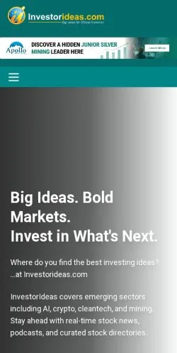 Anteprima del sito Investor Ideas, media di Stati Uniti per articoli sponsorizzati