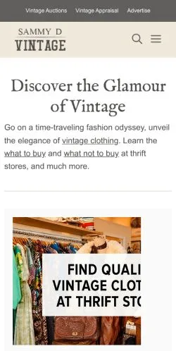 Anteprima del sito SammyDVintage, media di Stati Uniti per articoli sponsorizzati