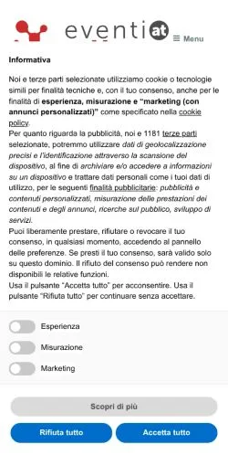 Anteprima del sito Eventi Milano, media di Italia per articoli sponsorizzati
