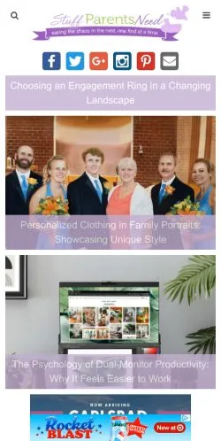 Vista previa del sitio Stuff Parents Need, medio de Estados Unidos para artículos patrocinados