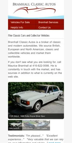 스폰서 기사용 미국 매체 Bramhall Classic Autos 사이트 미리보기