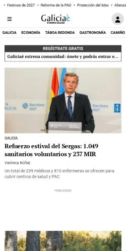 Förhandsvisning av webbplatsen Galiciae, medium i Spanien för sponsrade artiklar