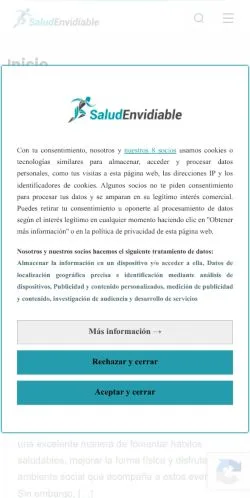 Podgląd witryny Saludenvidiable, medium z kraju Hiszpania do artykułów sponsorowanych