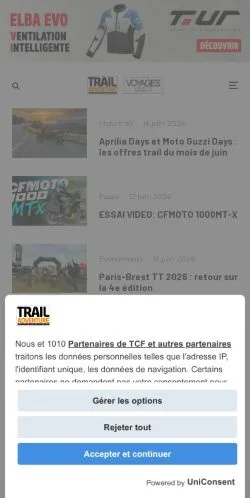 Anteprima del sito Trail Adventure Magazine, media di Francia per articoli sponsorizzati