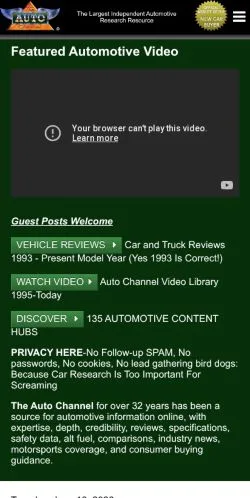 Podgląd witryny The Auto Channel, medium z kraju Stany Zjednoczone do artykułów sponsorowanych