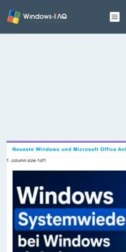 Sponsorlu makaleler için Almanya medyası Windows FAQ sitesinin önizlemesi