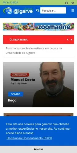 Anteprima del sito A Voz Do Algarve, media di Portogallo per articoli sponsorizzati