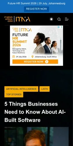 Pré-visualização do site IT News Africa, meio de Estados Unidos para artigos patrocinados