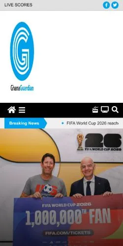 Anteprima del sito Ghana Guardian, media di Regno Unito per articoli sponsorizzati