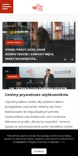 Aperçu du site MobileTrends, média de Pologne pour articles sponsorisés