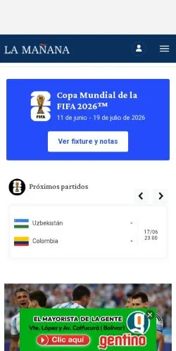 Podgląd witryny Diario La Mañana, medium z kraju Argentyna do artykułów sponsorowanych